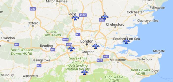 Mapa: Localización Aeropuertos de Londres | QverLondres.com | Blog