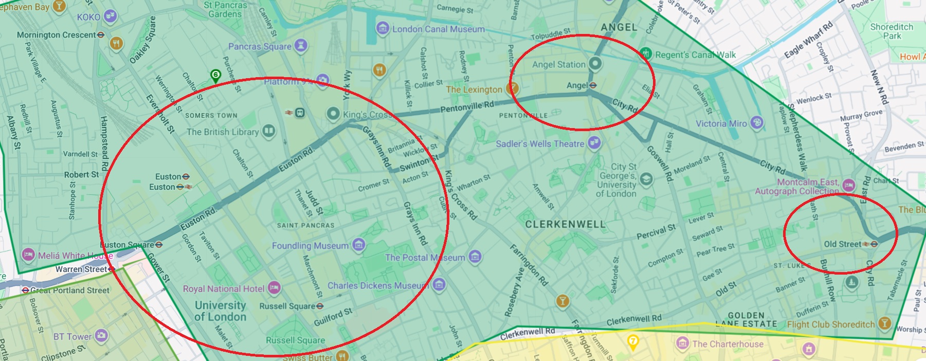 donde alojarse en Londres zona 1 norte