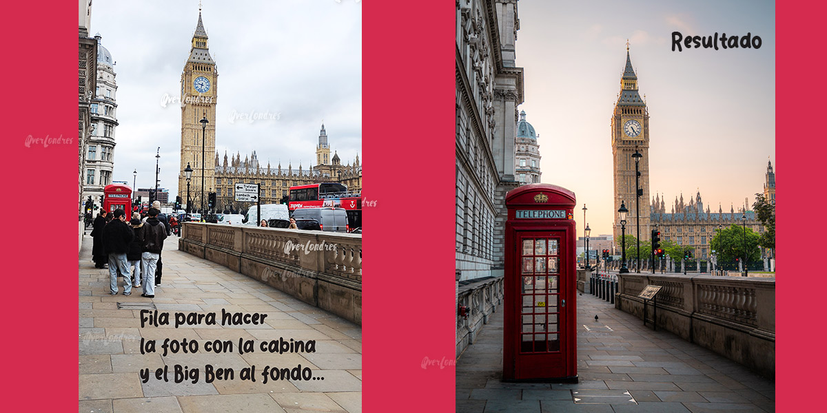 Donde hacerse la famosa foto de la cabina y big ben londres