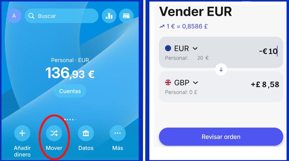 Cambiar divisa en revolut