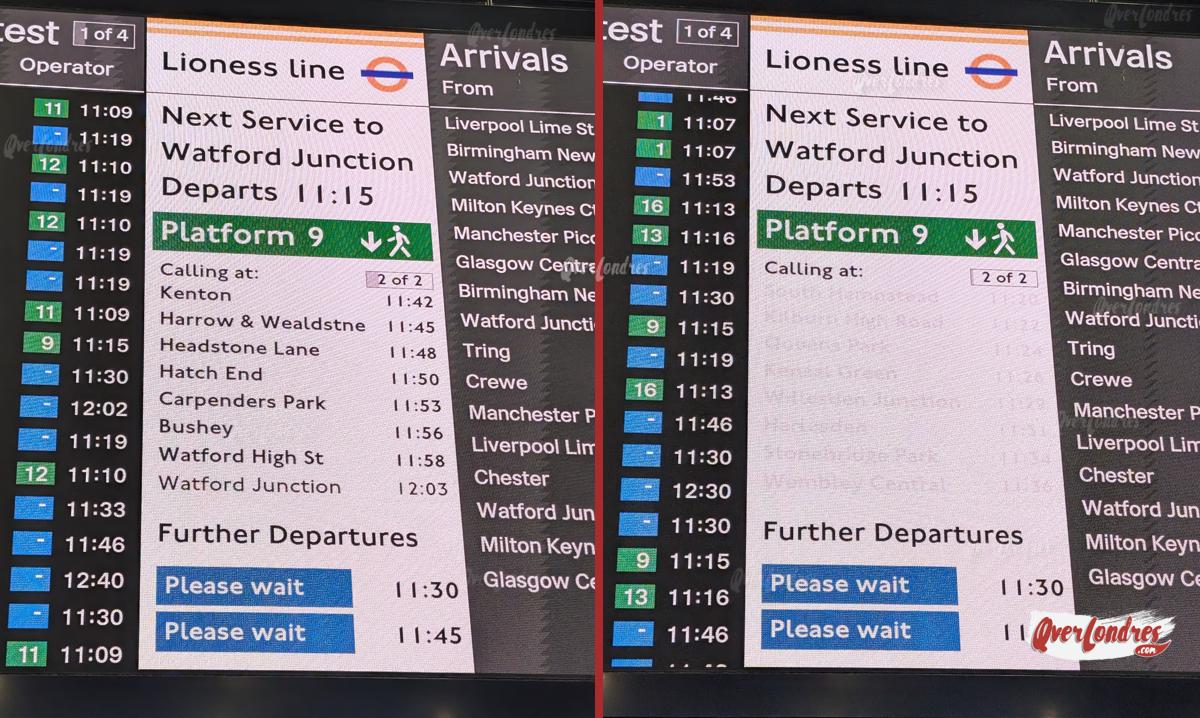 Cartel de overground para ir a los estudios de Harry Potter desde Euston